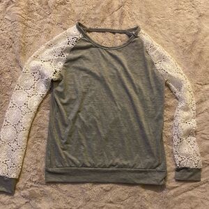 Grey and White Long Sleeve T-Shirt